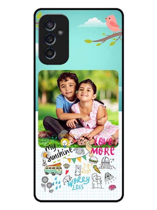Custom Galaxy M52 5G Photo Printing on Glass Case - Doodle love Design