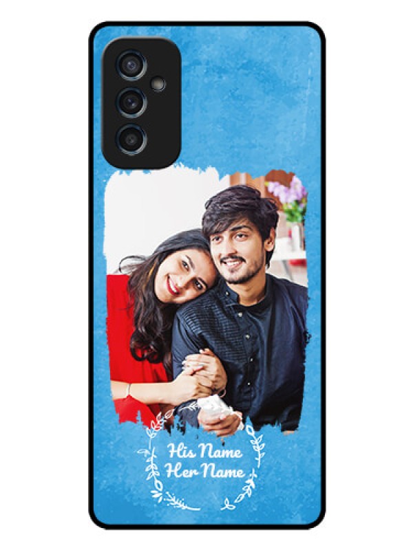 Custom Galaxy M52 5G Custom Glass Phone Case - Blue Color Vintage Design