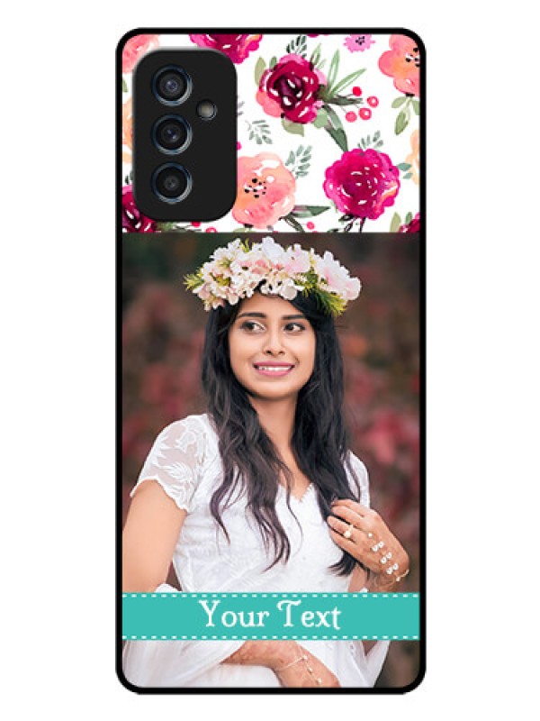 Custom Galaxy M52 5G Custom Glass Phone Case - Watercolor Floral Design