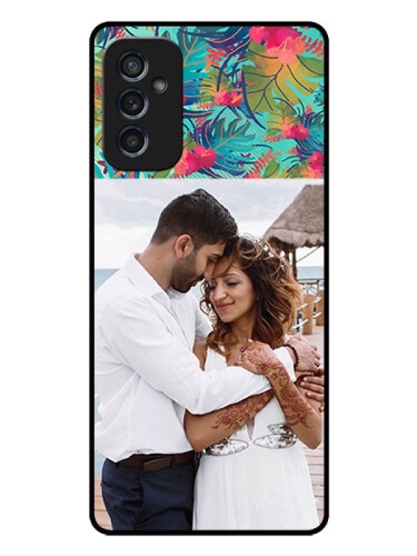 Custom Galaxy M52 5G Photo Printing on Glass Case - Watercolor Floral Design