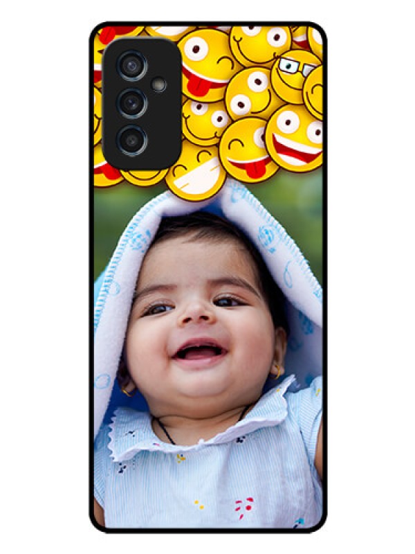 Custom Galaxy M52 5G Custom Glass Mobile Case - with Smiley Emoji Design