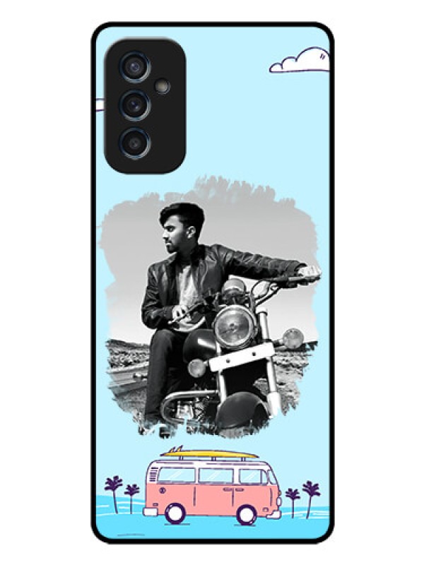 Custom Galaxy M52 5G Photo Printing on Glass Case - Travel & Adventure Design