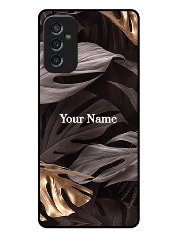 Custom Galaxy M52 5G Personalised Glass Phone Case - Wild Leaves digital paint Design