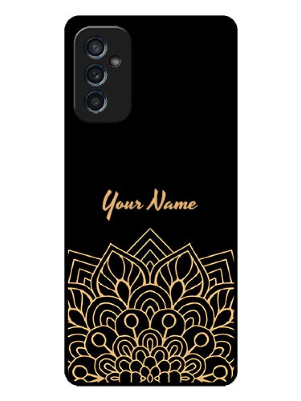 Custom Galaxy M52 5G Custom Glass Phone Case - Golden mandala Design
