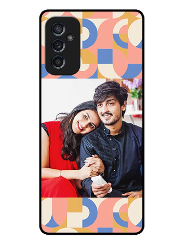 Custom Galaxy M52 5G Photo Printing on Glass Case - Semi-circle Maze Pattern Design