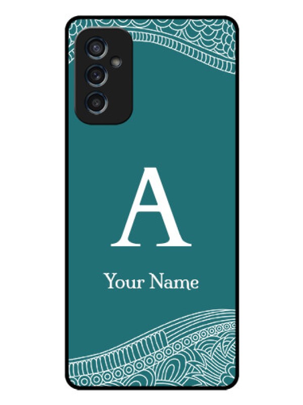 Custom Galaxy M52 5G Personalized Glass Phone Case - line art pattern with custom name Design