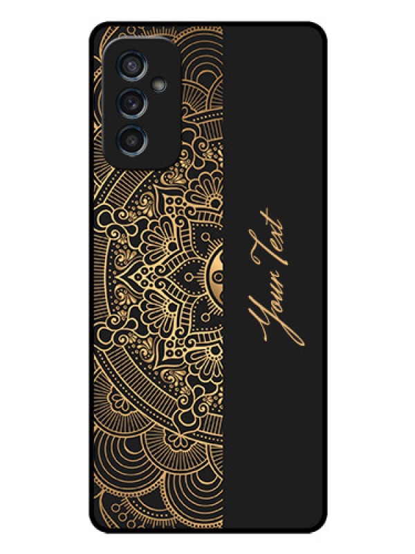 Custom Galaxy M52 5G Photo Printing on Glass Case - Mandala art with custom text Design