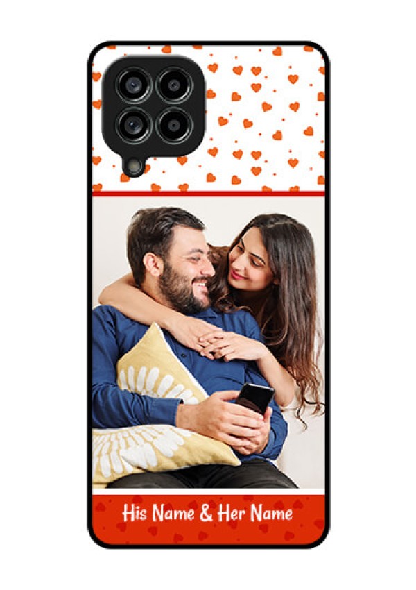 Galaxy M53 5G Custom Glass Phone Case - Orange Love Symbol Design