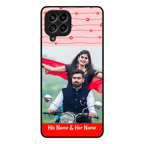 Galaxy M53 5G Personalized Glass Phone Case - Red Pattern Case Design Galaxy M53 5G Personalized Glass Phone Case - Red Pattern Case Design