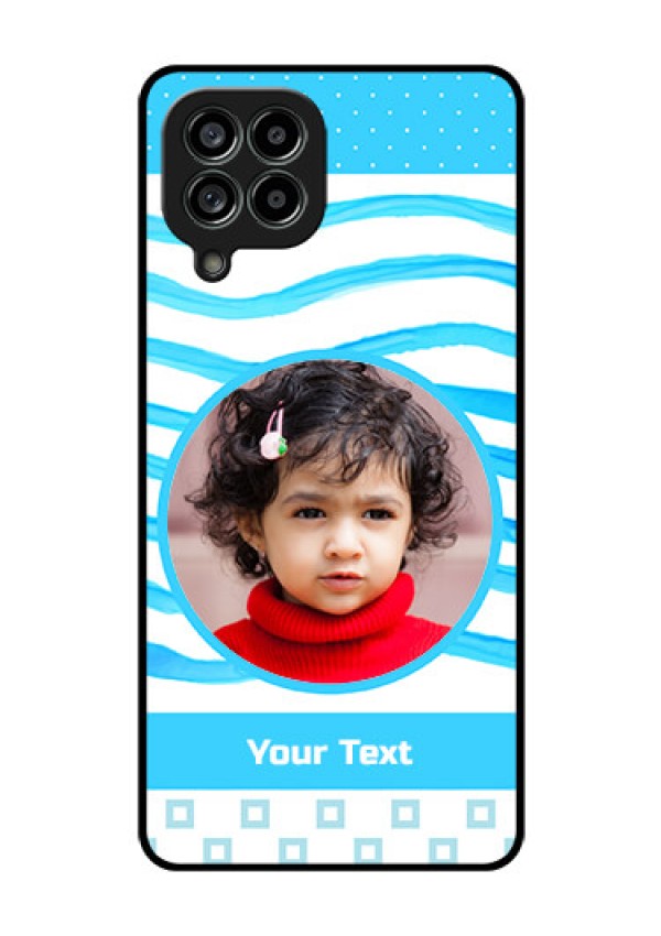 Galaxy M53 5G Custom Glass Phone Case - Simple Blue Case Design