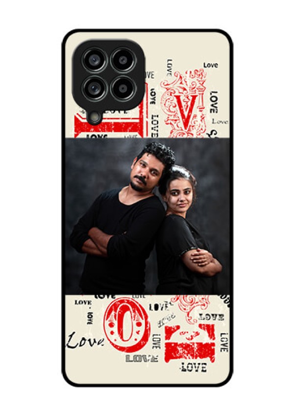 Galaxy M53 5G Photo Printing on Glass Case - Trendy Love Design Case