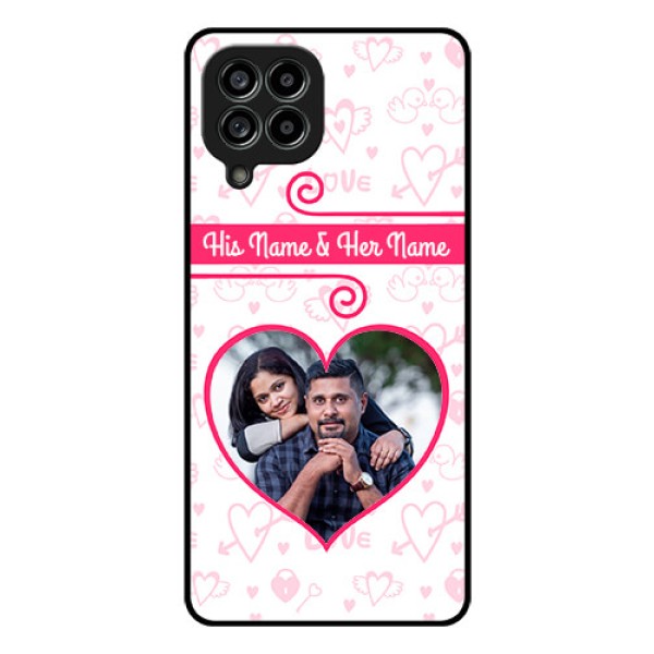 Galaxy M53 5G Personalized Glass Phone Case - Heart Shape Love Design Galaxy M53 5G Personalized Glass Phone Case - Heart Shape Love Design