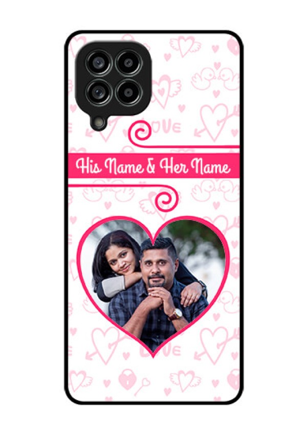 Galaxy M53 5G Personalized Glass Phone Case - Heart Shape Love Design