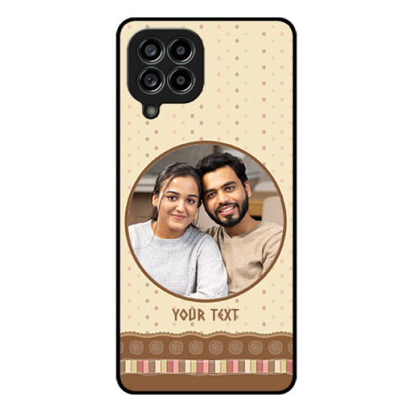 Galaxy M53 5G Custom Glass Mobile Case - Brown Dotted Mobile Case Design Galaxy M53 5G Custom Glass Mobile Case - Brown Dotted Mobile Case Design