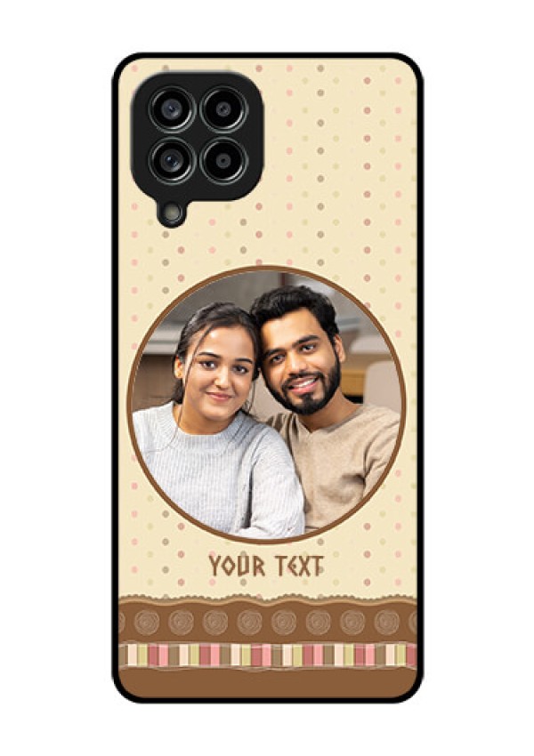 Galaxy M53 5G Custom Glass Mobile Case - Brown Dotted Mobile Case Design