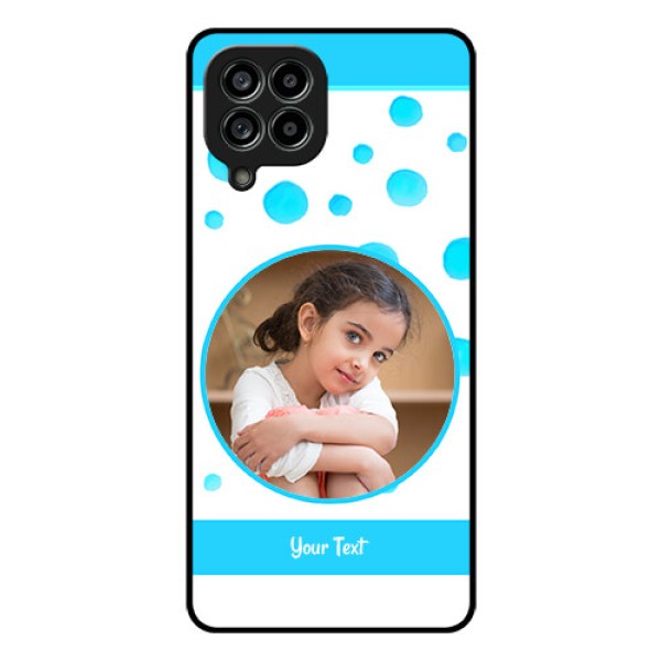 Galaxy M53 5G Photo Printing on Glass Case - Blue Bubbles Pattern Design Galaxy M53 5G Photo Printing on Glass Case - Blue Bubbles Pattern Design