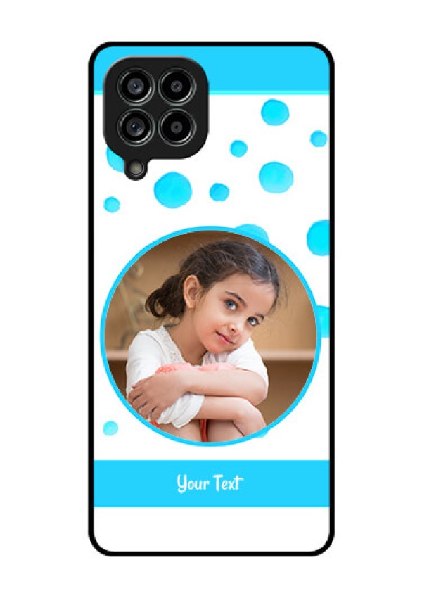 Galaxy M53 5G Photo Printing on Glass Case - Blue Bubbles Pattern Design