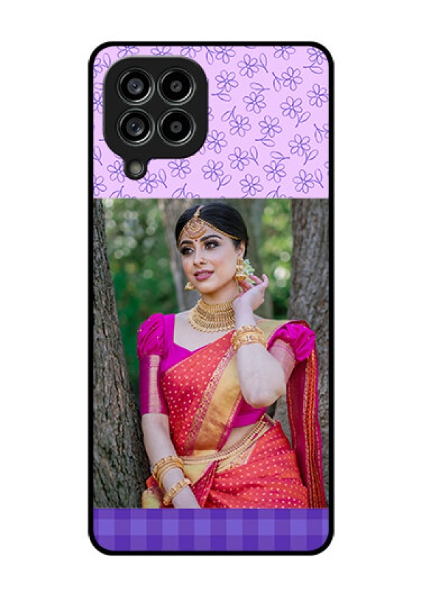 Galaxy M53 5G Custom Glass Phone Case - Purple Floral Design