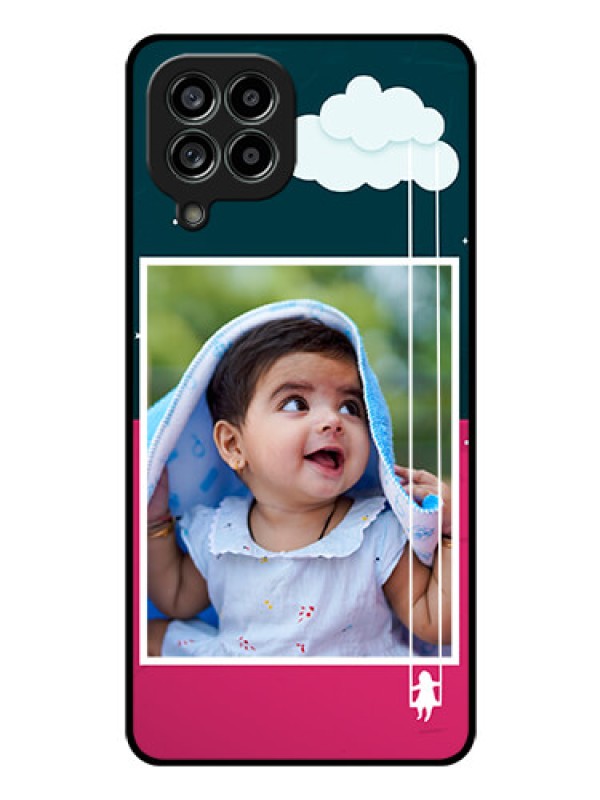 Custom Galaxy M53 5G Custom Glass Phone Case - Cute Girl with Cloud Design