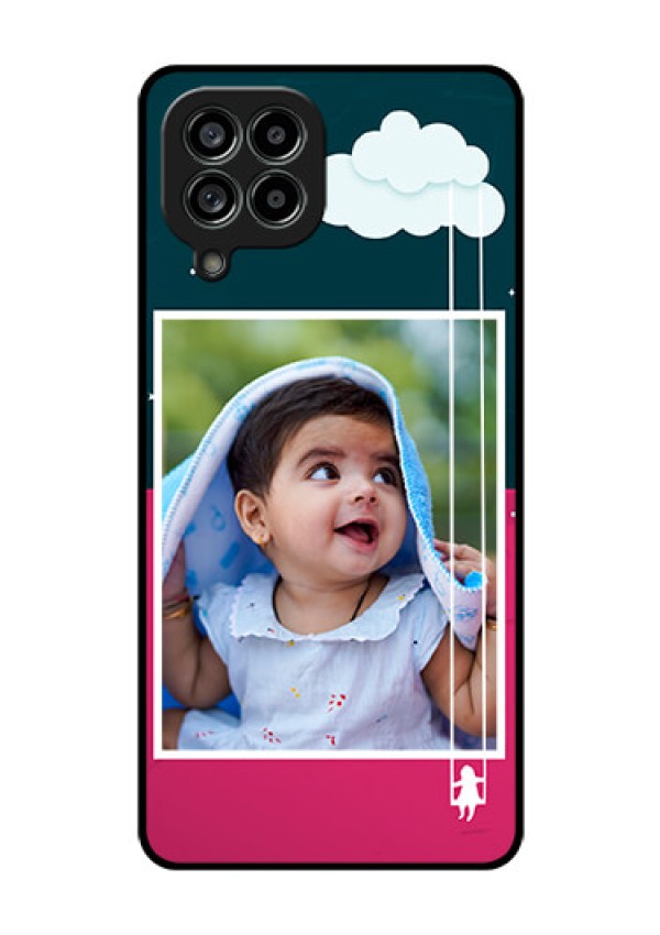Galaxy M53 5G Custom Glass Phone Case - Cute Girl with Cloud Design