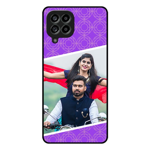 Galaxy M53 5G Custom Glass Phone Case - Violet Pattern Design