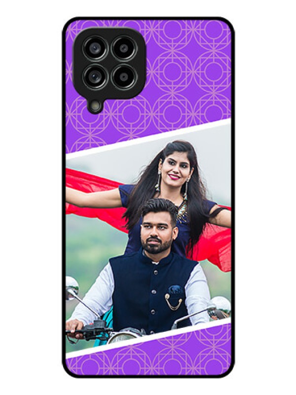 Custom Galaxy M53 5G Custom Glass Phone Case - Violet Pattern Design