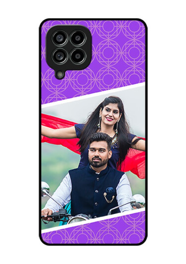 Galaxy M53 5G Custom Glass Phone Case - Violet Pattern Design