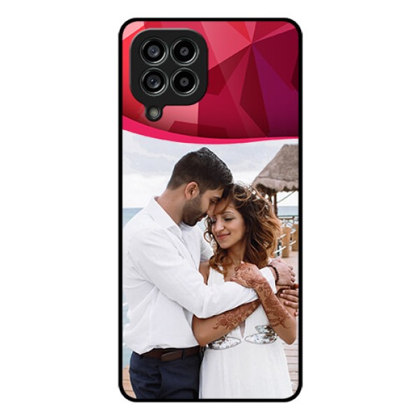 Galaxy M53 5G Custom Glass Mobile Case - Red Abstract Design