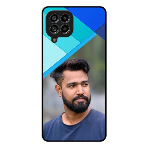 Galaxy M53 5G Custom Glass Phone Case - Blue Pattern Design