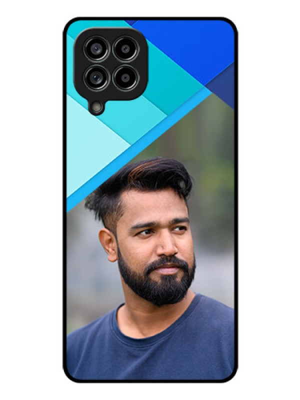Custom Galaxy M53 5G Custom Glass Phone Case - Blue Pattern Design