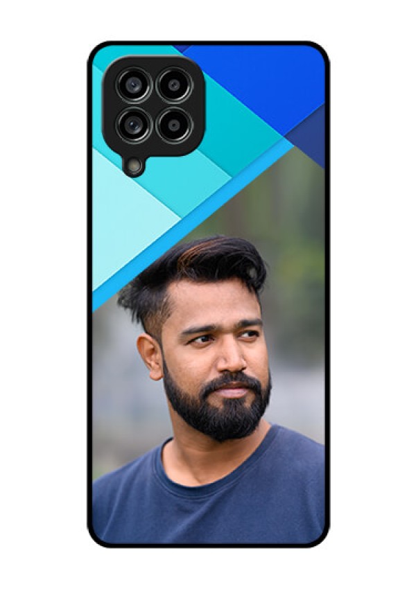 Galaxy M53 5G Custom Glass Phone Case - Blue Pattern Design