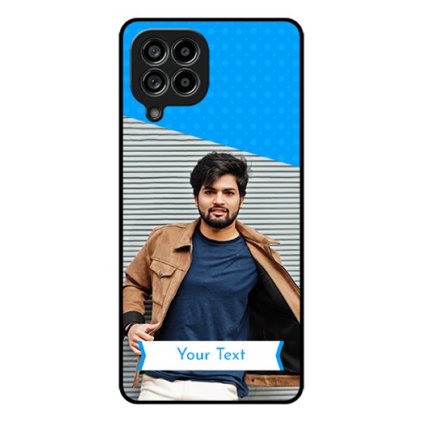 Galaxy M53 5G Photo Printing on Glass Case - Simple Blue Color Design Galaxy M53 5G Photo Printing on Glass Case - Simple Blue Color Design
