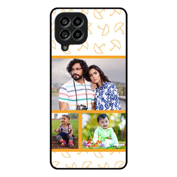 Galaxy M53 5G Custom Glass Mobile Case - Yellow Pattern Design