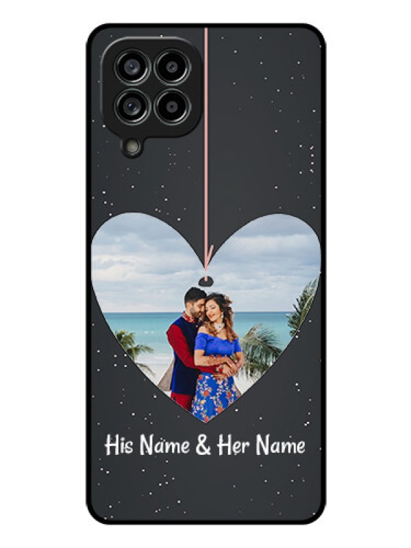 Custom Galaxy M53 5G Custom Glass Phone Case - Hanging Heart Design