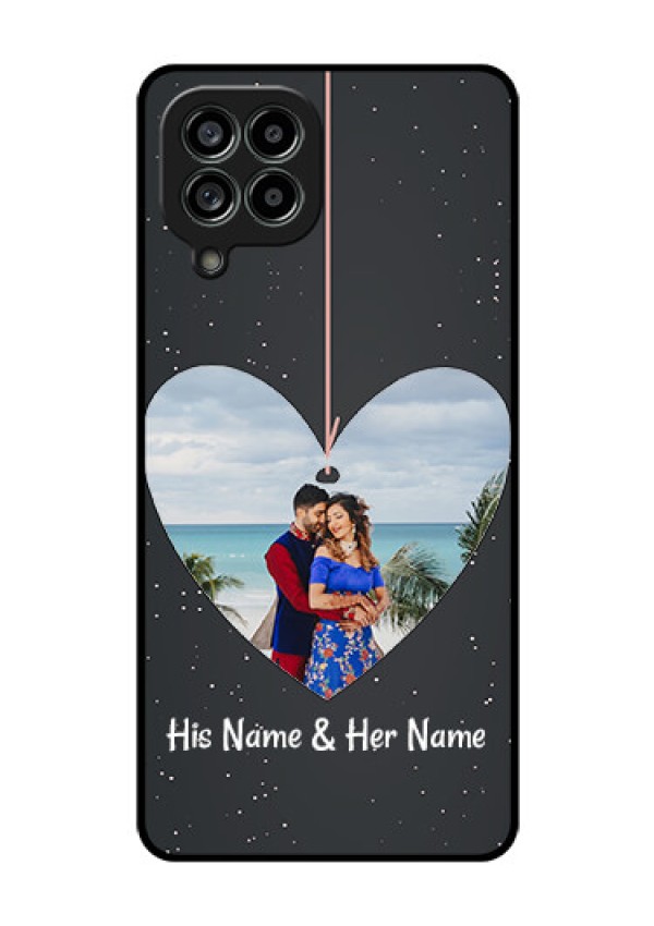 Galaxy M53 5G Custom Glass Phone Case - Hanging Heart Design