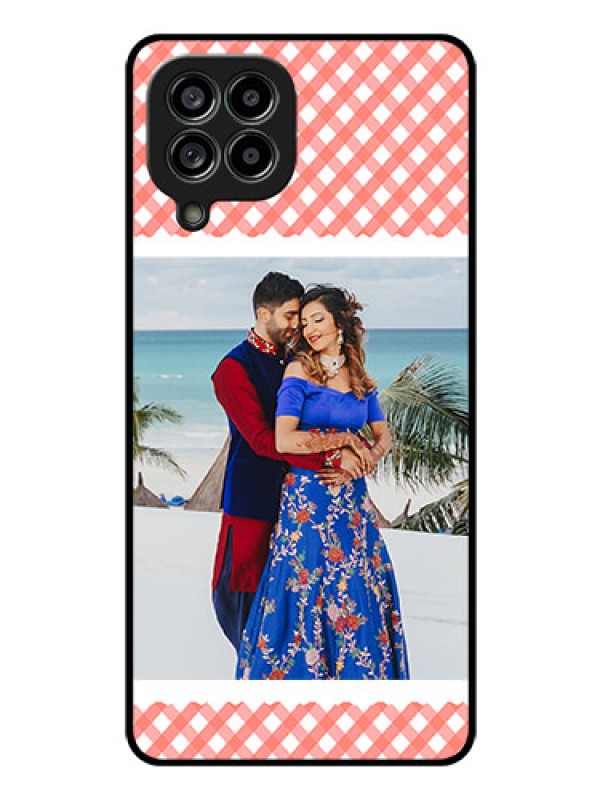 Custom Galaxy M53 5G Personalized Glass Phone Case - Pink Pattern Design