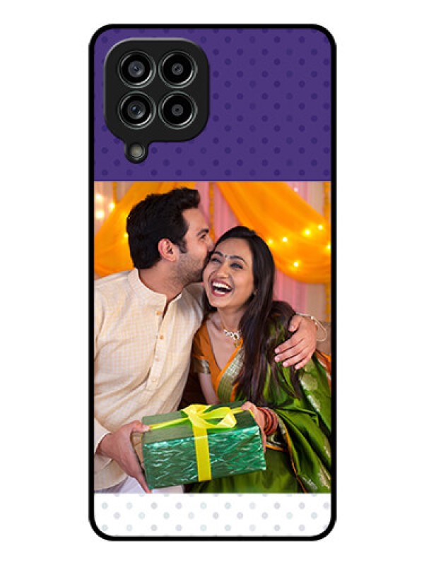 Custom Galaxy M53 5G Personalized Glass Phone Case - Violet Pattern Design
