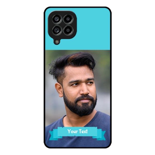 Galaxy M53 5G Personalized Glass Phone Case - Simple Blue Color Design Galaxy M53 5G Personalized Glass Phone Case - Simple Blue Color Design