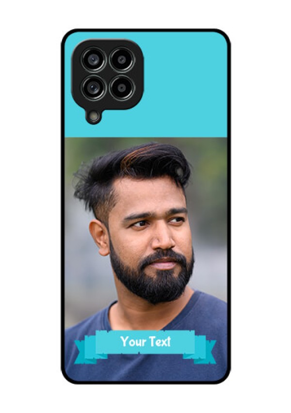 Galaxy M53 5G Personalized Glass Phone Case - Simple Blue Color Design