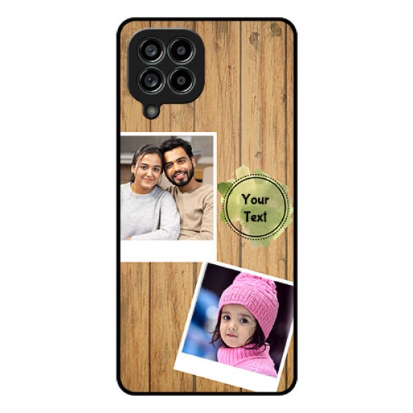 Galaxy M53 5G Custom Glass Phone Case - Wooden Texture Design