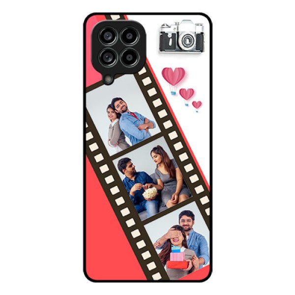 Galaxy M53 5G Personalized Glass Phone Case - 3 Image Holder with Film Reel Galaxy M53 5G Personalized Glass Phone Case - 3 Image Holder with Film Reel