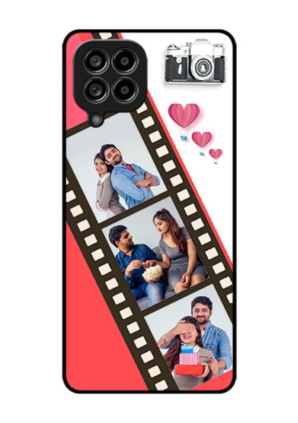 Galaxy M53 5G Personalized Glass Phone Case - 3 Image Holder with Film Reel