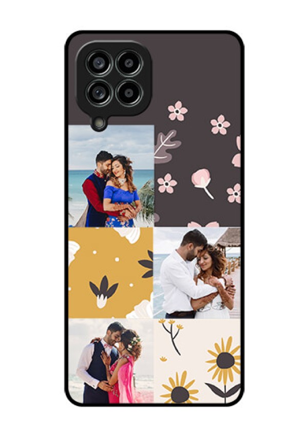 Galaxy M53 5G Photo Printing on Glass Case - 3 Images with Floral Design
