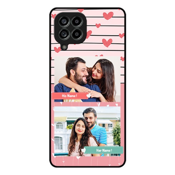 Galaxy M53 5G Custom Glass Mobile Case - Photo with Heart Design Galaxy M53 5G Custom Glass Mobile Case - Photo with Heart Design