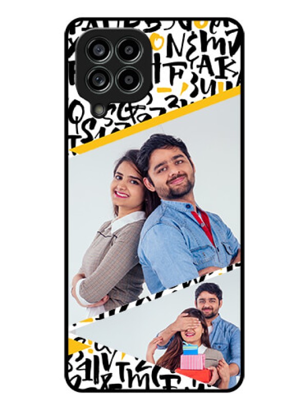 Custom Galaxy M53 5G Custom Glass Mobile Case - Letters Pattern Design