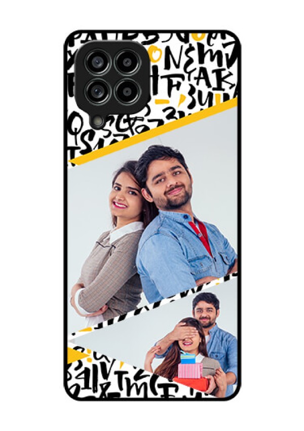 Galaxy M53 5G Custom Glass Mobile Case - Letters Pattern Design
