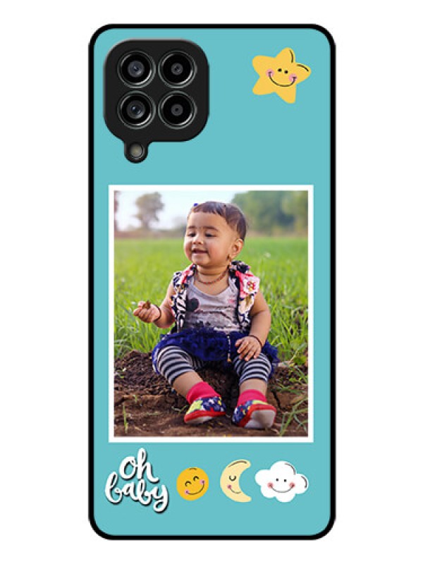 Custom Galaxy M53 5G Personalized Glass Phone Case - Smiley Kids Stars Design