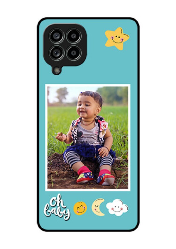 Galaxy M53 5G Personalized Glass Phone Case - Smiley Kids Stars Design