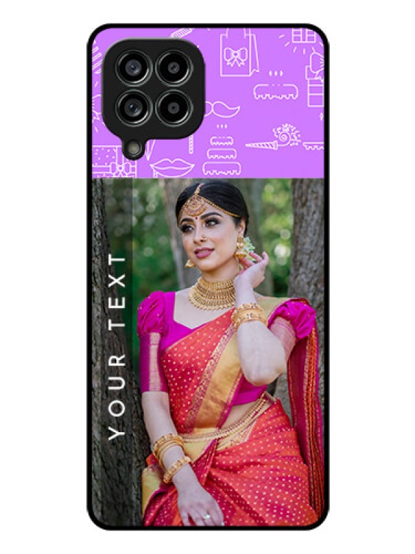 Custom Galaxy M53 5G Custom Glass Mobile Case - Birthday Icons Design