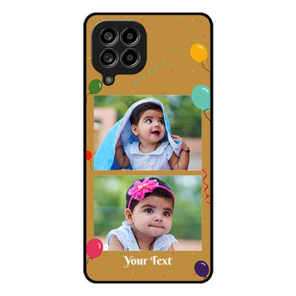 Galaxy M53 5G Personalized Glass Phone Case - Image Holder with Birthday Celebrations Design